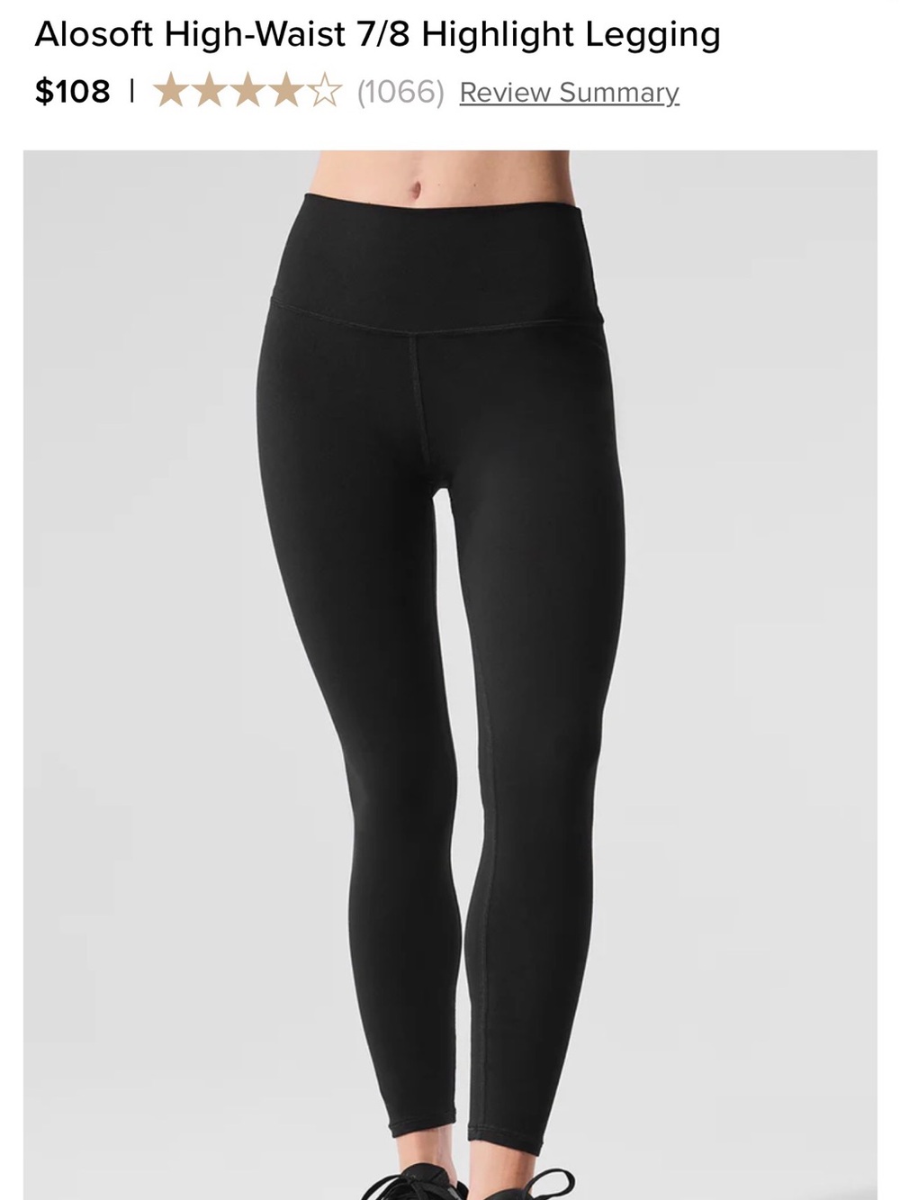 ALO Alosoft Yoga Black High-Waist 7/8 Leggings